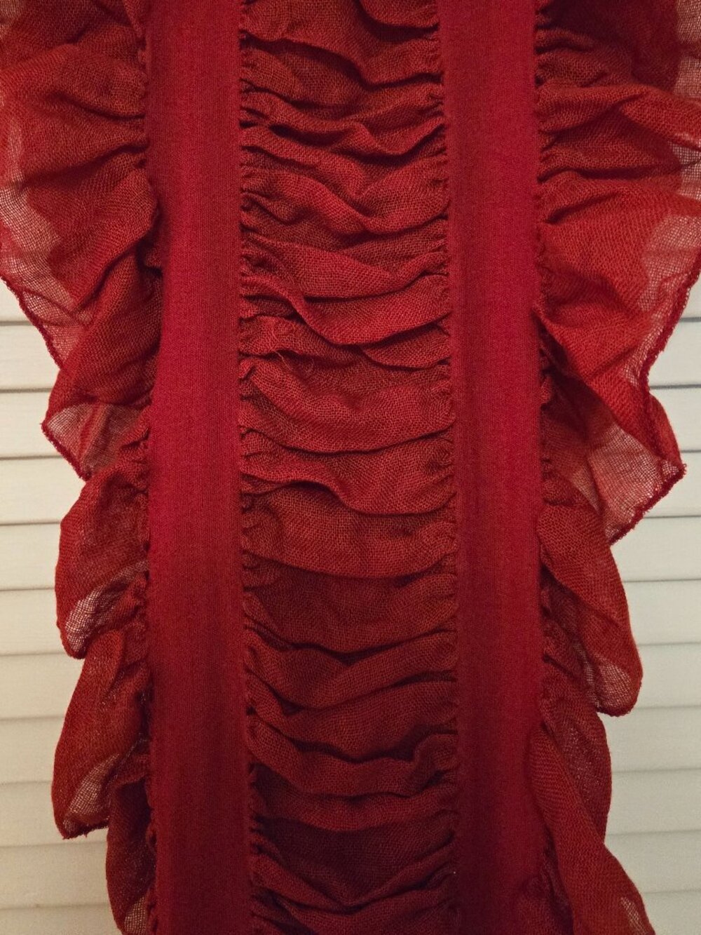 WHBM Red Ruffled Wrap/Scarf